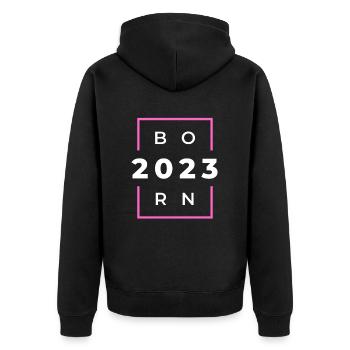 Né en 2023 - Né en 2023 ou - Veste à capuche bio Premium Unisexe - noir - Dos - Nico (187cm)