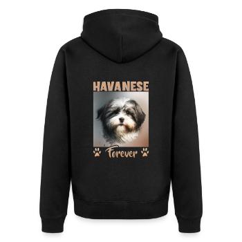 Hunde Spruch Havaneser Design für Hundeliebhaber - Unisex Premium Bio Zip Hoodie - Schwarz - Hinten - Nico (187cm)