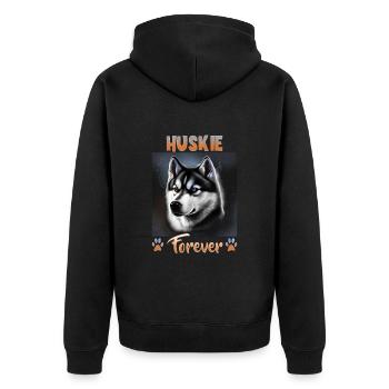Hunde Spruch Huskie Design für Hundeliebhaber - Unisex Premium Bio Zip Hoodie - Schwarz - Hinten - Nico (187cm)