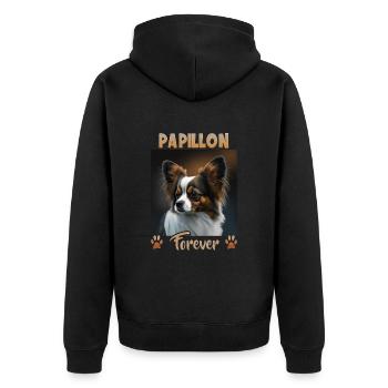 Hunde Spruch Papillon Design für Hundeliebhaber - Unisex Premium Bio Zip Hoodie - Schwarz - Hinten - Nico (187cm)