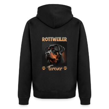 Hunde Spruch Rottweiler Design für Hundeliebhaber - Unisex Premium Bio Zip Hoodie - Schwarz - Hinten - Nico (187cm)