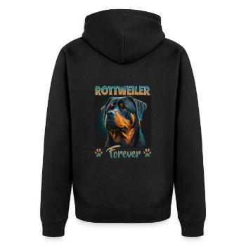 Hunde Spruch Rottweiler Design für Hundeliebhaber - Unisex Premium Bio Zip Hoodie - Schwarz - Hinten - Nico (187cm)