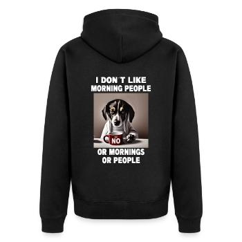 Ne pas aimer les gens du matin Grumpy Funny Dog - Veste à capuche bio Premium Unisexe - noir - Dos - Nico (187cm)