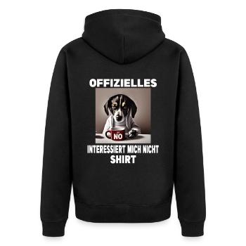 Mürrische Lustige Hund Interessiert mich nicht - Unisex Premium Bio Zip Hoodie - Schwarz - Hinten - Nico (187cm)