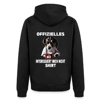 Mürrische Lustige Hund Interessiert mich nicht - Unisex Premium Bio Zip Hoodie - Schwarz - Hinten - Nico (187cm)