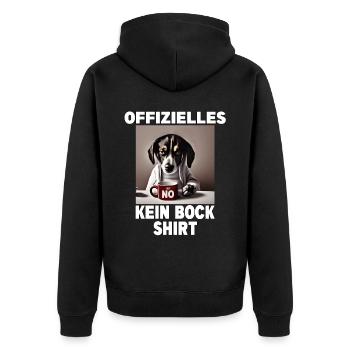 Mürrische Lustige Hund offizielles kein bock - Unisex Premium Bio Zip Hoodie - Schwarz - Hinten - Nico (187cm)