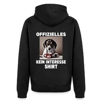 Mürrische Lustige Hund offizielles kein Interesse - Unisex Premium Bio Zip Hoodie - Schwarz - Hinten - Nico (187cm)