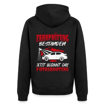 Fahrprüfung Bestanden Führerschein Fahrschüler Aut - Unisex Premium Bio Zip Hoodie - Schwarz - Hinten - Nico (187cm)