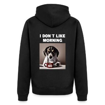 Je n’aime pas le chien grincheux du matin avec - Veste à capuche bio Premium Unisexe - noir - Dos - Nico (187cm)