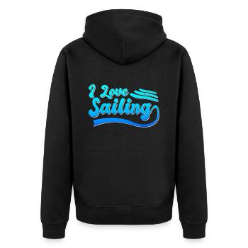 Ich liebe Segeln - Unisex Premium Bio Zip Hoodie - Schwarz - Hinten - Nico (187cm)