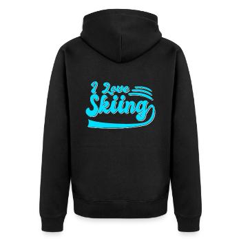 Ich liebe Ski - Unisex Premium Bio Zip Hoodie - Schwarz - Hinten - Nico (187cm)
