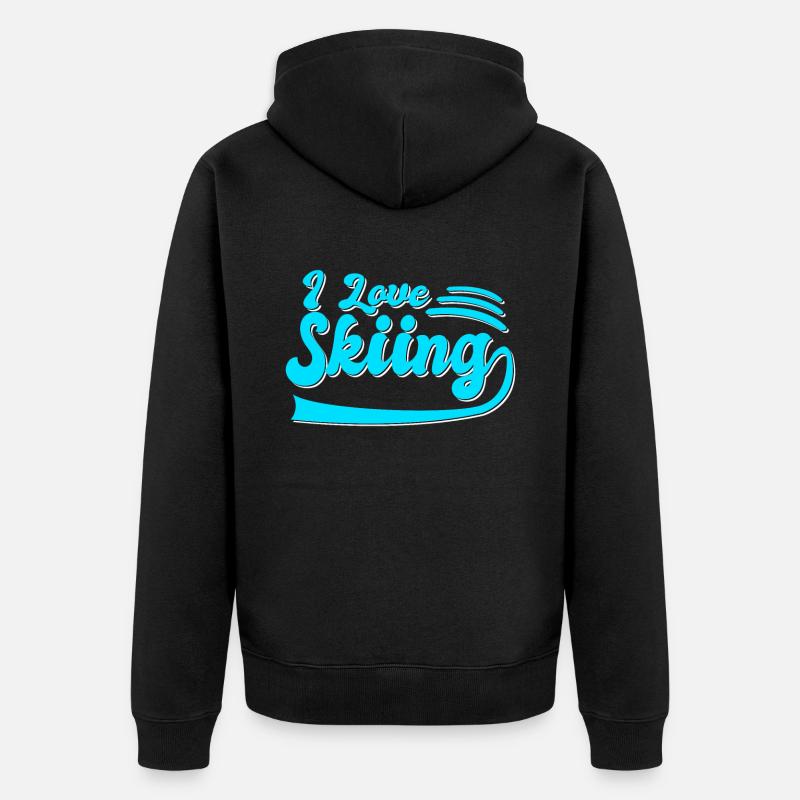 Ich liebe Ski - Unisex Premium Bio Zip Hoodie - Schwarz