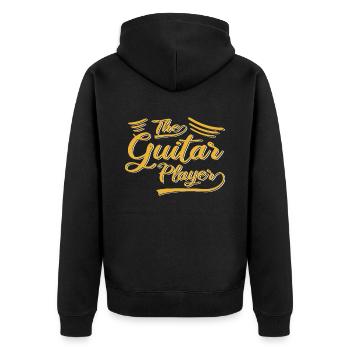 Der Gitarrist - Unisex Premium Bio Zip Hoodie - Schwarz - Hinten - Nico (187cm)
