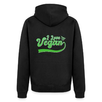 Vegan - Unisex Premium Organic Zip Hoodie - black - Back - Nico (187cm)