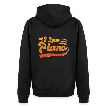 I love piano - Unisex Premium Organic Zip Hoodie - black - Back - Nico (187cm)