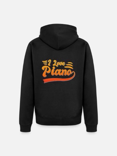I love piano - Unisex Premium Organic Zip Hoodie - black