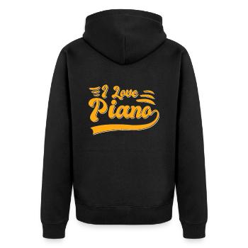 I love piano - Unisex Premium Organic Zip Hoodie - black - Back - Nico (187cm)