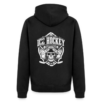 Eishockey Ice Hockey - Unisex Premium Organic Zip Hoodie - black - Back - Nico (187cm)