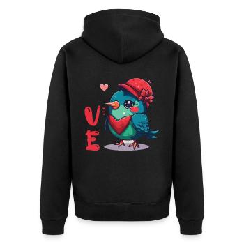 Petite amie, petit ami, homme, partenaire de la Saint-Valentin - Veste à capuche bio Premium Unisexe - noir - Dos - Nico (187cm)