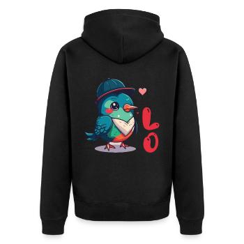 Petite amie, petit ami, homme, partenaire de la Saint-Valentin - Veste à capuche bio Premium Unisexe - noir - Dos - Nico (187cm)
