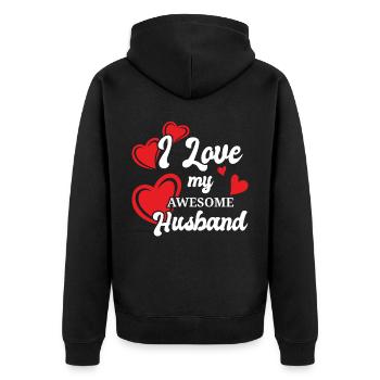 Petite amie, petit ami, homme, partenaire de la Saint-Valentin - Veste à capuche bio Premium Unisexe - noir - Dos - Nico (187cm)