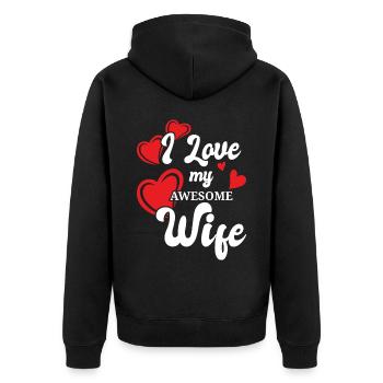 Petite amie, petit ami, homme, partenaire de la Saint-Valentin - Veste à capuche bio Premium Unisexe - noir - Dos - Nico (187cm)