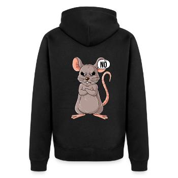 Maus Nö - Unisex Premium Bio Zip Hoodie - Schwarz - Hinten - Nico (187cm)