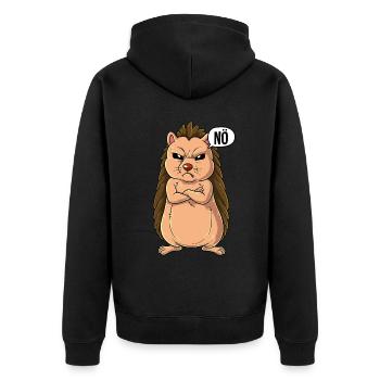 Igel Nö - Unisex Premium Bio Zip Hoodie - Schwarz - Hinten - Nico (187cm)