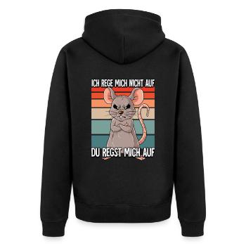 Maus Ich Rege Mich Nicht Auf - Unisex Premium Bio Zip Hoodie - Schwarz - Hinten - Nico (187cm)