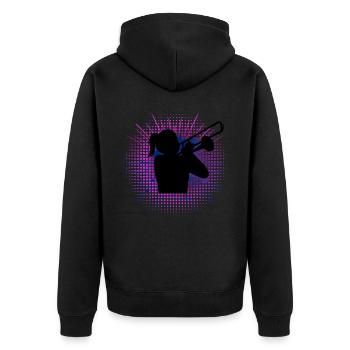 Posaune Musik Posaunist Posaunen - Unisex Premium Bio Zip Hoodie - Schwarz - Hinten - Nico (187cm)