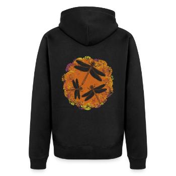 Libellen Insekten Dragonflies Libelle - Unisex Premium Bio Zip Hoodie - Schwarz - Hinten - Nico (187cm)