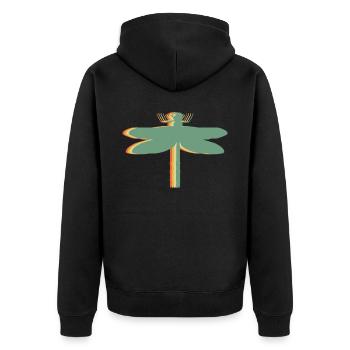 Libellen retro Insekten Libelle - Unisex Premium Bio Zip Hoodie - Schwarz - Hinten - Nico (187cm)