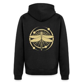 Libellen Okkulte Insekten Libelle - Unisex Premium Bio Zip Hoodie - Schwarz - Hinten - Nico (187cm)