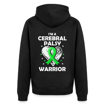 Hebral palsy, cerebral palsy consciousness - Unisex Premium Organic Zip Hoodie - black - Back - Nico (187cm)