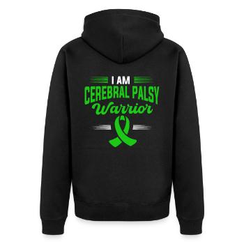 Hebral palsy, cerebral palsy consciousness - Unisex Premium Organic Zip Hoodie - black - Back - Nico (187cm)