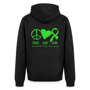 Hebral palsy, cerebral palsy consciousness - Unisex Premium Organic Zip Hoodie - black - Back - Nico (187cm)