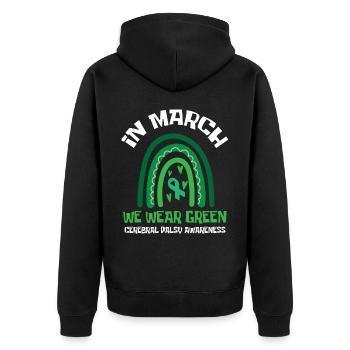 Hebral palsy, cerebral palsy consciousness - Unisex Premium Organic Zip Hoodie - black - Back - Nico (187cm)