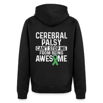 Hebral palsy, cerebral palsy consciousness - Unisex Premium Organic Zip Hoodie - black - Back - Nico (187cm)