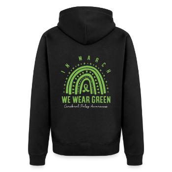 Hebral palsy, cerebral palsy consciousness - Unisex Premium Organic Zip Hoodie - black - Back - Nico (187cm)