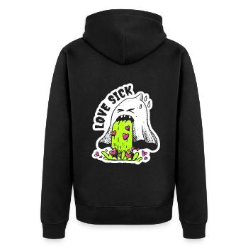Valentine's Day - Love Sick - Anti Valentine - Unisex Premium Organic Zip Hoodie - black - Back - Nico (187cm)