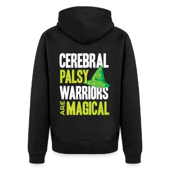 Hebral palsy, cerebral palsy consciousness - Unisex Premium Organic Zip Hoodie - black - Back - Nico (187cm)