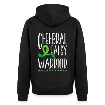 Hebral palsy, cerebral palsy consciousness - Unisex Premium Organic Zip Hoodie - black - Back - Nico (187cm)
