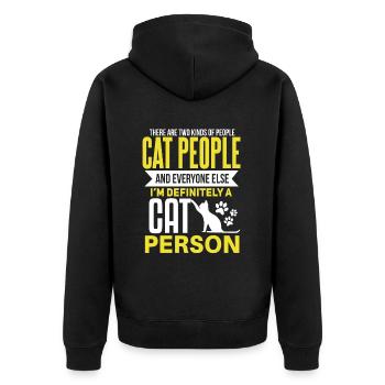 Witziges Katzen Haustier Spruch Design - Unisex Premium Bio Zip Hoodie - Schwarz - Hinten - Nico (187cm)