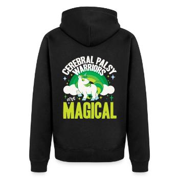 Hebral palsy, cerebral palsy consciousness - Unisex Premium Organic Zip Hoodie - black - Back - Nico (187cm)