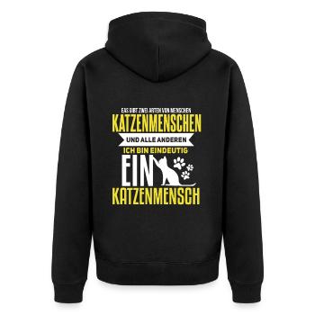 Witziges Katzen Haustier Spruch Design - Unisex Premium Bio Zip Hoodie - Schwarz - Hinten - Nico (187cm)