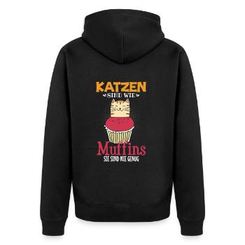 Witziges Katzen Haustier Spruch Design - Unisex Premium Bio Zip Hoodie - Schwarz - Hinten - Nico (187cm)