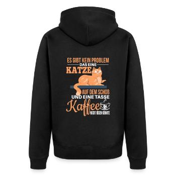 Witziges Katzen Haustier Spruch Design - Unisex Premium Bio Zip Hoodie - Schwarz - Hinten - Nico (187cm)
