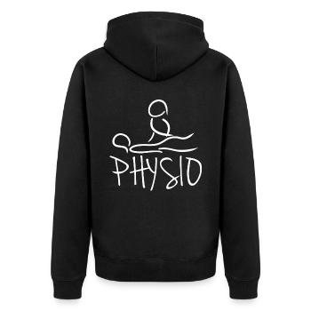 Physio Physiotherapist - Unisex Premium Organic Zip Hoodie - black - Back - Nico (187cm)
