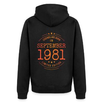 Birthday September 1981 Limited Edition Vintage - Unisex Premium Organic Zip Hoodie - black - Back - Nico (187cm)