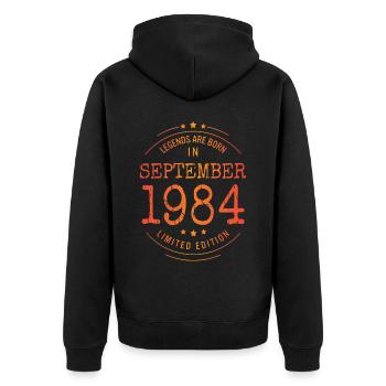Anniversaire Septembre 1984 Edition Limitée Millésime - Veste à capuche bio Premium Unisexe - noir - Dos - Nico (187cm)